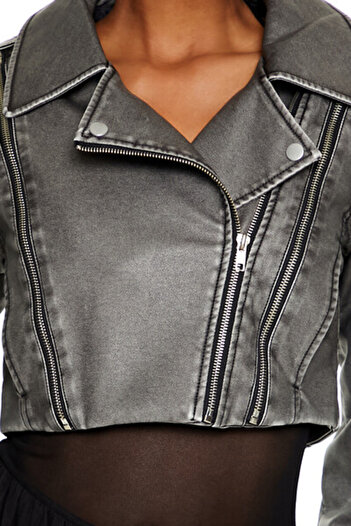 Forever 21 Suni Deri Crop Ceket