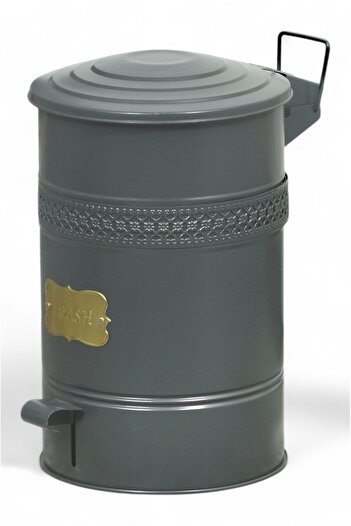 Milenay Metal 16Lt Vintage Design Pedal Fireproof Trash Can with Inner Bag Use, 26X36X42Cm