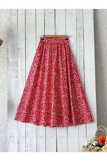 KÜÇÜĞÜM BUTİK Poplin Red Daisy Skirt