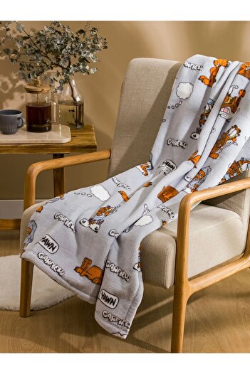 LC Waikiki Lcw Home Grey Garfield Printed Tv Blanket 100X150 cm