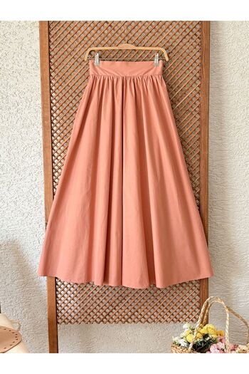 KÜÇÜĞÜM BUTİK Salmon Flared Gathered Poplin Skirt