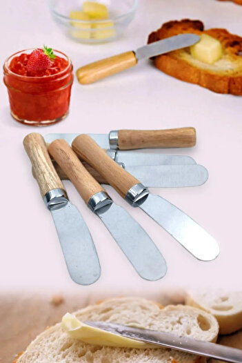 WAPPA 6 Pieces Luxury Butter Jam Breakfast Knife with Wooden Bamboo Handle 11cm Breakfast-Knife