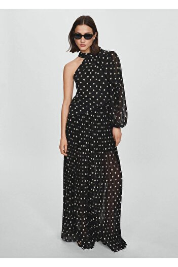 MANGO Woman Pleated Pants with Polka Dots