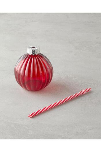 English Home Red Joyful Christmas Glass Glass with Straw - 400 ml