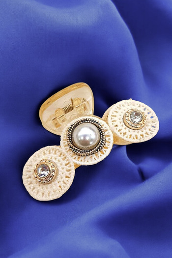 PETEK AKSESUAR 7 cm Lace Metal Transparent Latch Buckle with Pearls