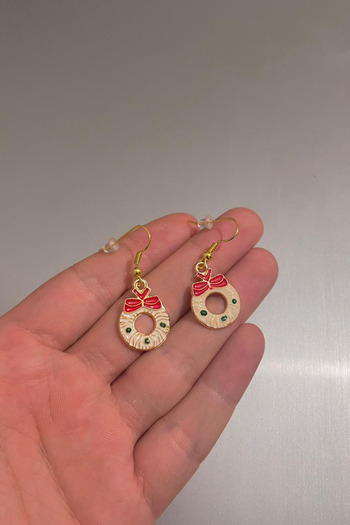 Jaida Moda Women's New Year's Bow Figured Christmas Earrings