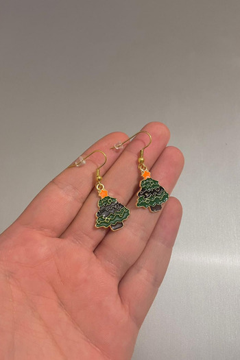 Jaida Moda Women's Christmas New Year's Pine Tree Figured Christmas Earrings