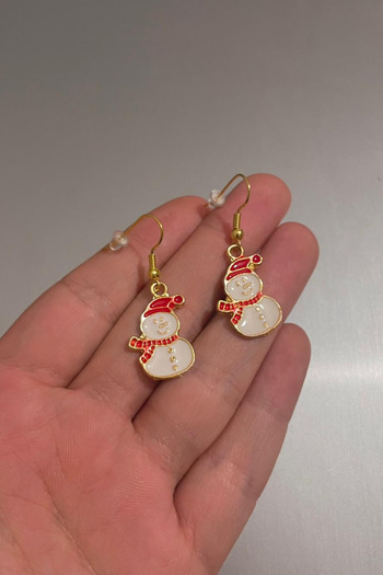 Jaida Moda Women's Snowman Figured Christmas Earrings