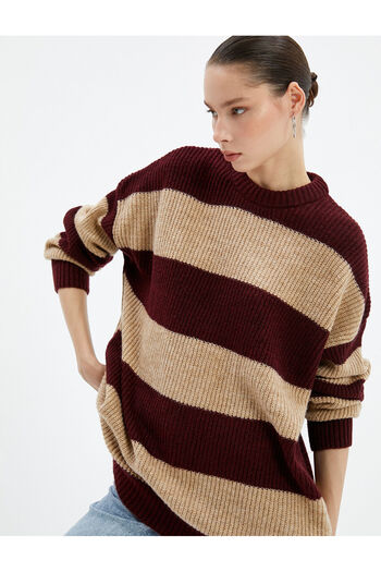 Koton Long Knitted Sweater Knitwear Long Sleeve Crew Neck