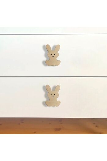 afralya home Baby Kids Room Rabbit Ear Wooden Handle, 2 Pcs Wooden Rabbit Drawer, Chest of Drawers, Cabinet Handle