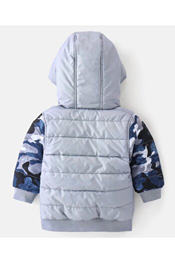 Bonfino Full Sleeves Hooded Padded Jacket Camo Print- Grey