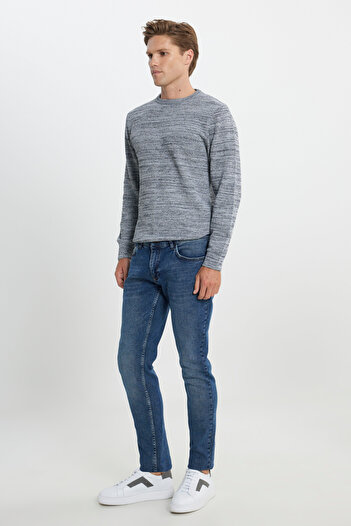 ALTINYILDIZ CLASSICS Pamuklu Esnek Slim Fit Dar Kesim 5 Cep Jean Kot İndigo Denim Pantolon