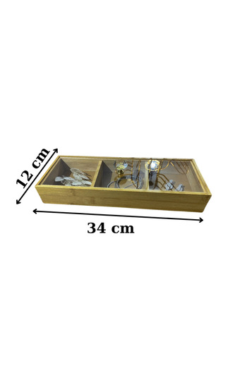 almital mobilya aksesuarları furniture accessories 3 Compartment Organizer Bamboo Storage Box, Jewelry Box, Accessory Box