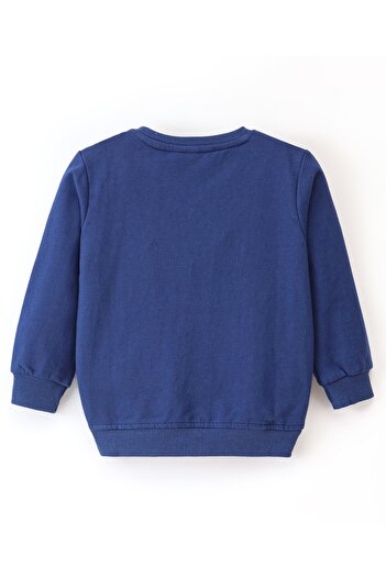 Babyhug Cotton Full Sleeves Sweatshirt With Text Graphics- Blue