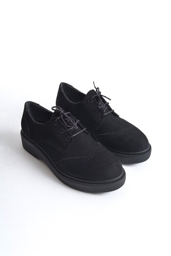 Modabuymus Yampa Black Suede Oxford Daily άνετα γυναικεία παπούτσια