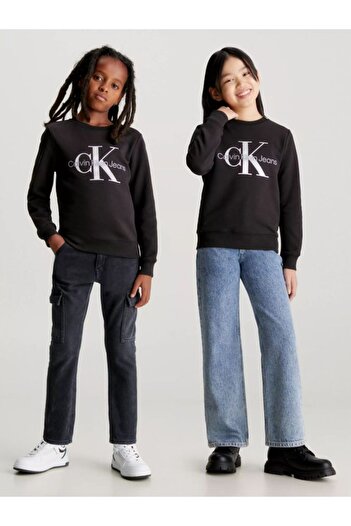 Calvin Klein Çocuk Logo Deatylı Siyah Sweatshirt