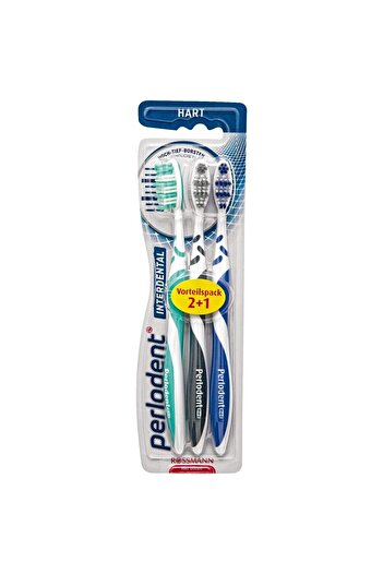 ROSSMANN Perlodent Med 3-Piece Hard Toothbrush Set