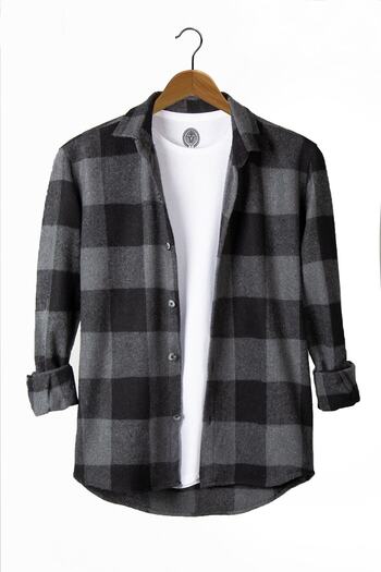 Mavi Sima Black Smoked Genuine Slim Fit Lumberjack Shirt.