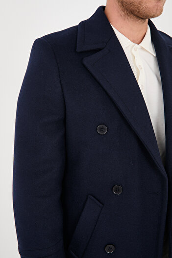Frappoli Men's Double Breasted Coat - Regular Fit Coat