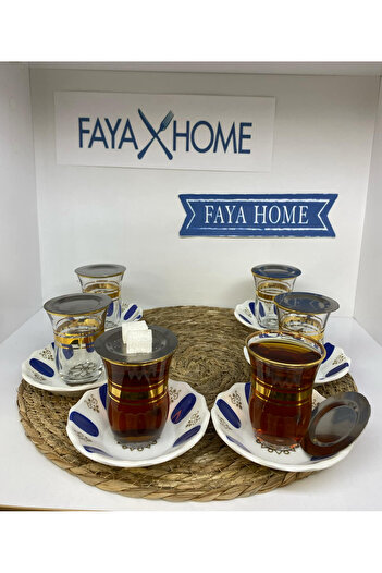 FAYA HOME Authentic Nostalgic Vintage Gold Gilt Gold Coffee Shop Tea Set 18 Pieces Set of 6