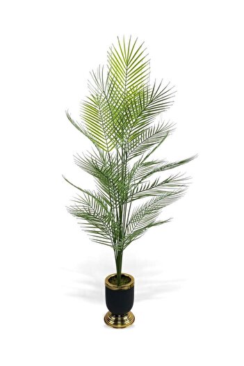 Nettenevime Τεχνητό δέντρο Areka Tree Hall Plant Μαύρο Χρυσό σε Μεταλλικό Βάζο 130 cm 12 Φύλλα