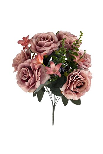 Nettenevime Artificial Flower Large Bunch 6 Heads Rose Bunch and Cipsolu Dried Rose