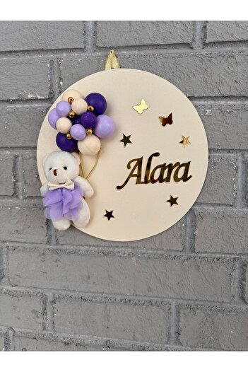 NeşeliAtölyem 26 cm Round Bubble Teddy Bear Baby Door and Wall Decoration