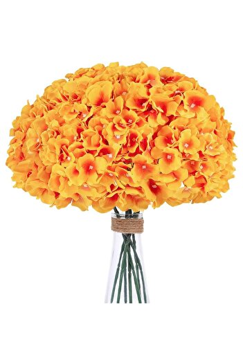 Nettenevime Artificial Flower Hydrangea Flower Bunch 43 cm Yellow Orange