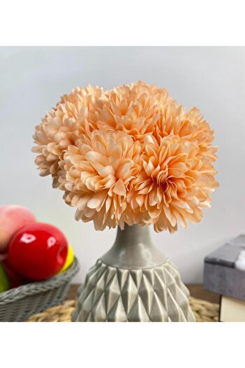 Nettenevime Artificial Flower Chrysanthemum Snowball Champagne 7 Separate Single Branch Bunch
