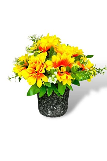 Nettenevime Artificial Flower Moonflower Sunflower in Gray Ceramic Pot 30cm