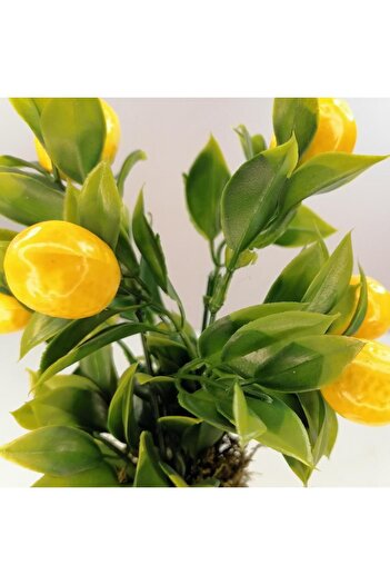 Nettenevime Yapay Ahşap Kütük Saksılı Limon Dekoratif Hediye Lm100