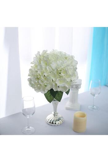 Nettenevime Artificial Flower Hydrangea Bunch White 5 Heads Large Size 43 cm