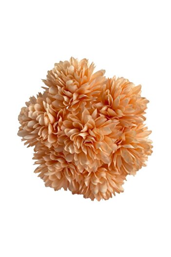 Nettenevime Artificial Flower Chrysanthemum Snowball Champagne 7 Separate Single Branch Bunch