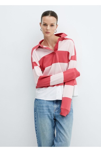 MANGO Woman Striped Combined Polo Shirt