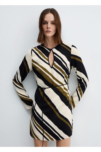 MANGO Woman Striped dress with belt