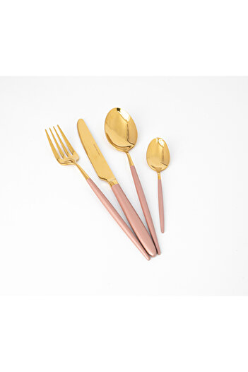 Dania Metal Fork And Spoon Set Gold 17x25cm