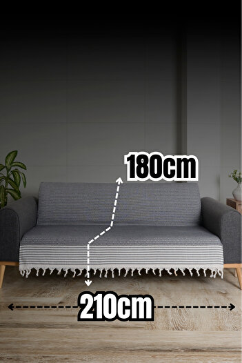 Akaystore Kaliteli Pamuklu Saçaklı Koltuk Ve Çekyat Örtüsü - 180x210 Cm