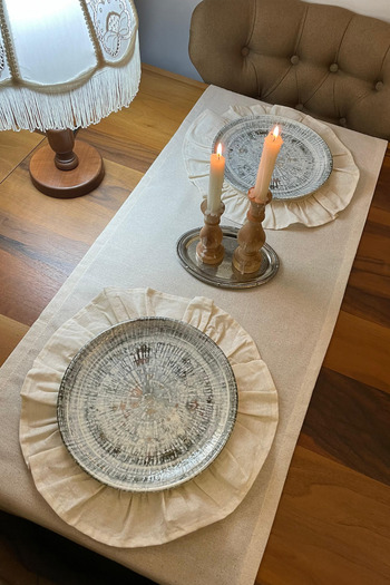 KAMİZ Pamuk Keten Düz Runner 40x150