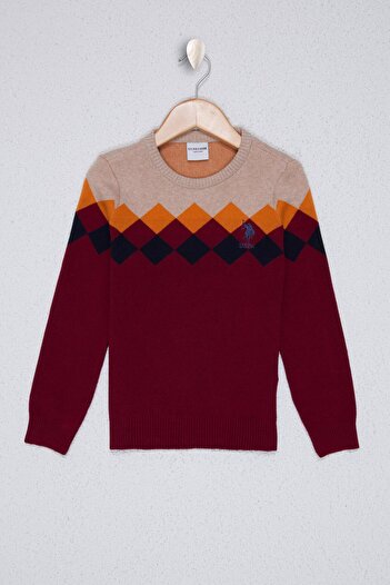 U.S. Polo Assn. Pulover tricot roșu pentru băiat