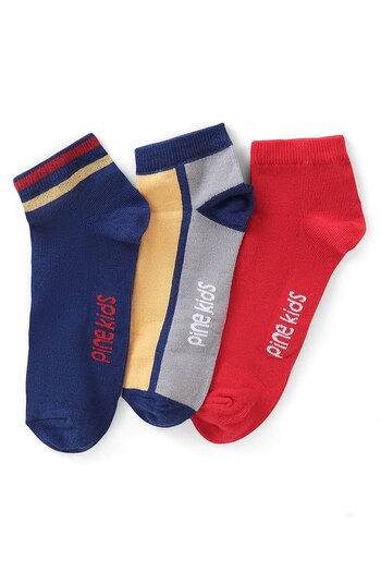 Pine kids Spandex Ankle Length Design Socks Pack of 3 - Multicolour