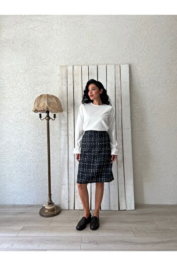 KÜÇÜĞÜM BUTİK Short Anthracite Tweed Skirt