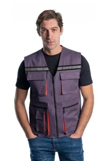 Şensel Reflective Vest, Grey-Orange -118E2454- Four Pockets