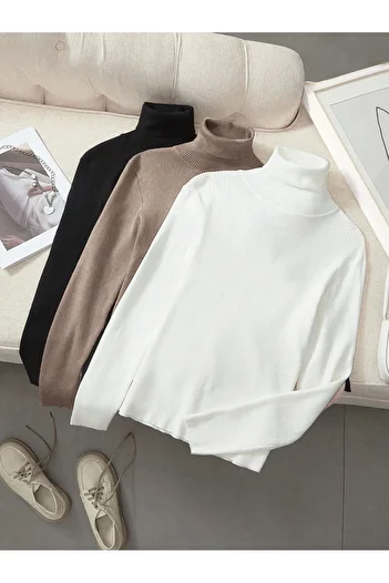 Trendy Mall Throat Cotton Sweater - 3-Piece Ready Pack, Seasonal, Rescue Slimfit Turtleneck