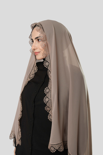 HÜRREM BONE Mink Prayer Headscarf Shawl Chiffon Laced202106_10