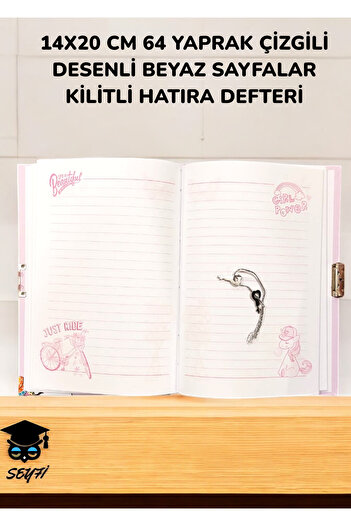 SEYFİKİRTASİYE 64 de coli în dungi - Caiet de amintiri cu blocare, seria Daily Flamingo Lama, 14x20 CM