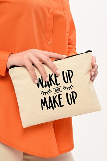 Çınar Bez Çanta Τυπωμένη τσάντα μακιγιάζ Clutch Wake Up And Make Up |   (25Χ17)