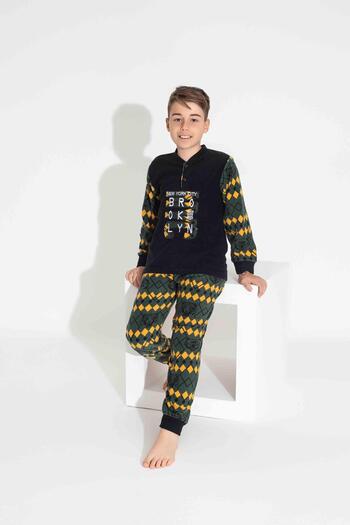 RAPAPA Men's Young and Children's Long Sleeve Fleece Fabric Winter Warm Sleepwear Set 3739Sk