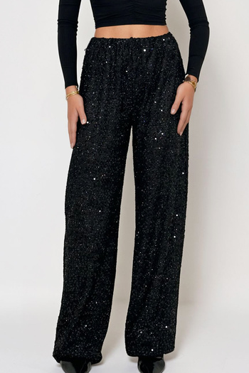Trend Alaçatı Stili Women's Black High Waist Sequin Sequin Palazzo Pants Alc-X13292