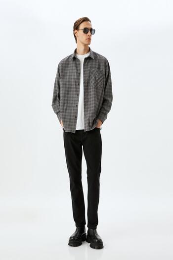 Koton Anthracite Plaid Men's Shirt 5Wam60155Hw