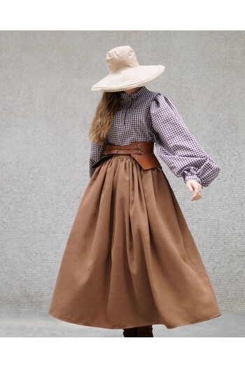 Launes Vintage Light Brown Suede Skirt with Pockets